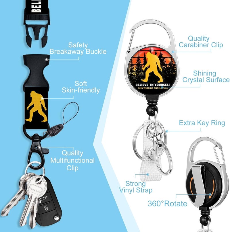 Piefly Lanyards for Id Badges, Bigfoot Badge Holder with Retractable Reel Clip, Inspirational Quote Card Name Tag Lanyard Vertical ID Card Protector Cover Case for Women Nurse Doctor Teacher Student - Image 4